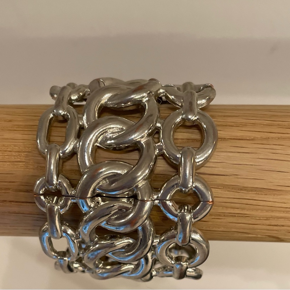 Vintage Silver Tone Chain Bracelet with elastic *See Description*